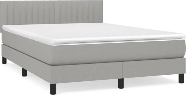 vidaXL Boxspringbett Hybrid mit Matratze und Kopfteil, Hellgrau, B/T/H: 140 x 190 x 88 cm - Bild 1
