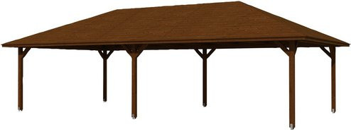Skan Holz Pavillon Orleans 4 aus Fichte in Nussbaum braun lackiert, Breite: 489 cm, Tiefe: 966 cm - Bild 3