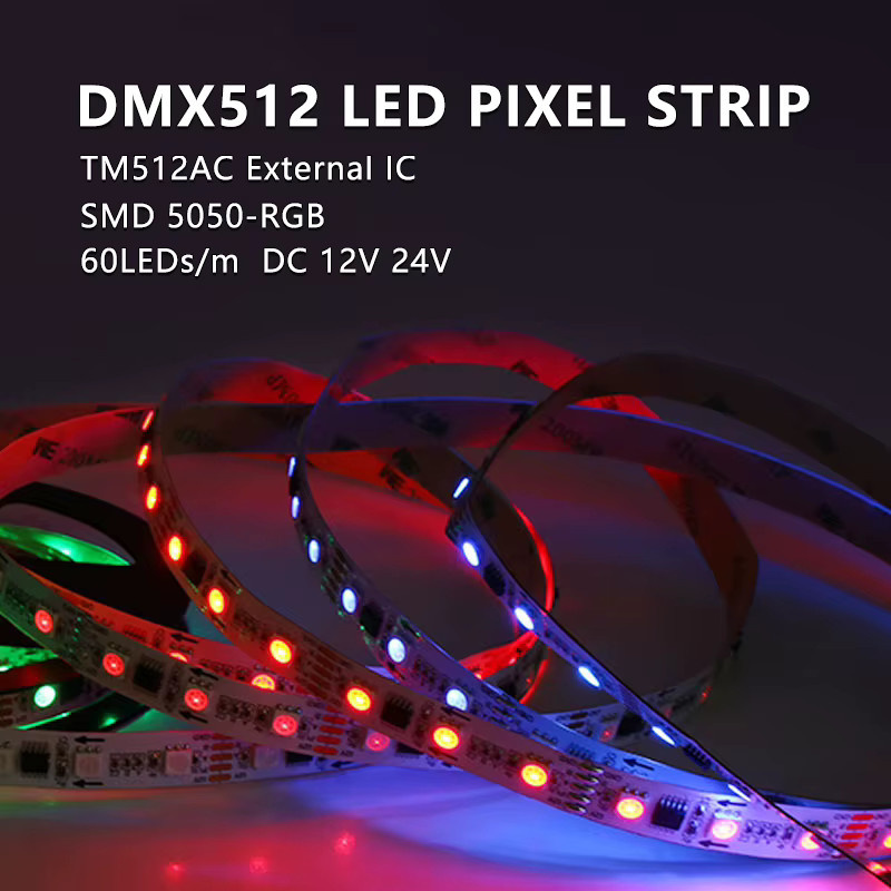 Lebeisenf RGBIC Pixel LED-Lichtstreifen mit 60 LEDs/m, programmierbarer Dual IC Digital Lichtstreifen mit DMX512-Unterstützung, Multicolour, IP30 - Bild 2