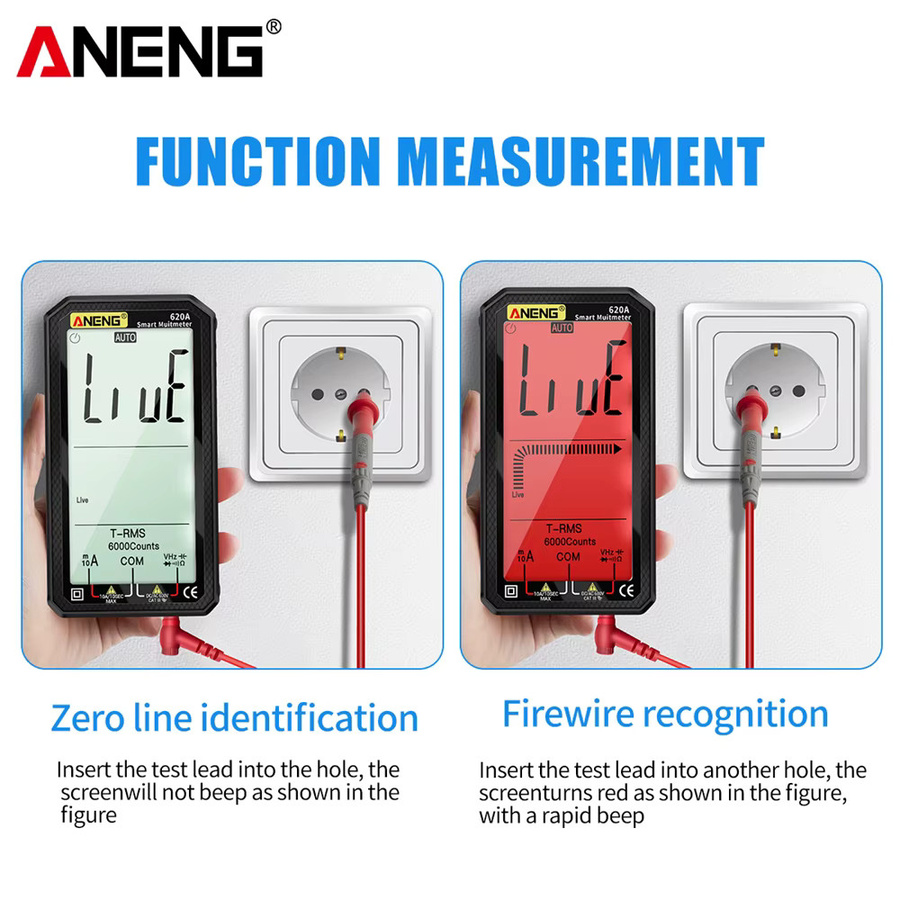 ANENG Intelligentes Multimeter 6000 Counts 620A AC/DC Spannungsprüfer in Schwarz - Bild 2