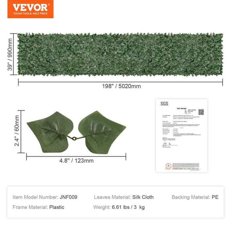 Buying Solutions, MB Künstlicher Efeu Sichtschutzzaun in Grün, Wandverkleidung aus Kunststoff und Textil mit Blattwerk, B: 5 m, H: 1 m - Bild 10