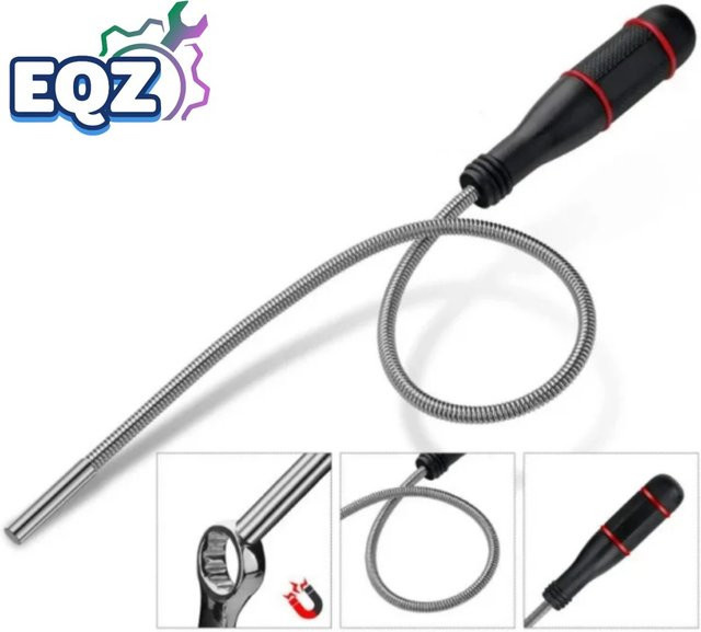 EQZ Magnetisches Pickup-Werkzeug aus Metall, faltbare Saugstange mit Federgriff in Schwarz - Bild 1