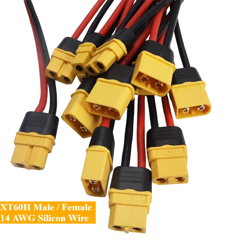 6er Set XT60H Stecker Set mit 14 AWG Silikondraht in Gelb für RC Lipo Batterie und FPV Drone Upgrade - Bild 5