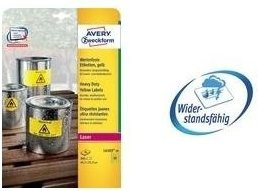 Avery Zweckform Wetterfeste Folien-Etiketten L6127-20, Gelb, Polyester, 80 Etiketten, B: 9,91 cm, H: 13,9 cm - Bild 1