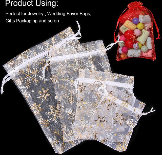 50 Stück Organza Beutel in Weiß zur Schmuck- und Geschenkeverpackung für Hochzeiten oder Weihnachten - Bild 1