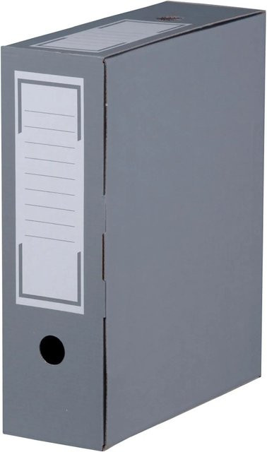 20er Set PROREGAL Archiv-Ablageboxen aus Wellkarton in Grau mit Grifflöchern und Beschriftungsfeld, B: 31,5 cm, T: 9,6 cm, H: 26,0 cm - Bild 1