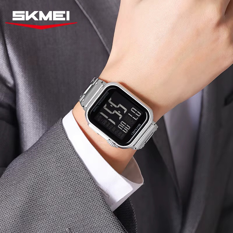 SKMEI Armbanduhr Digital, Quarz, Edelstahl, Schwarz, Herren - Bild 4