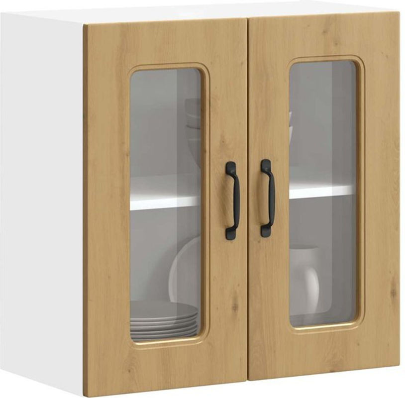 Küchen-Hängeschrank mit Glastür in Artisan-Eiche Natur und Beige von vidaxl im Landhausstil - Bild 1