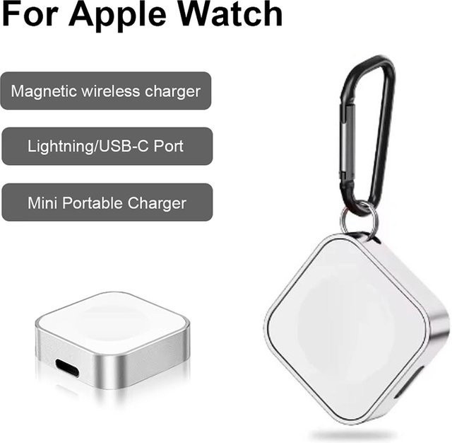 AILEHKUO Tragbares Magnetisches Uhren-Ladegerät für Apple Watch mit USB-C Doppel-Port, Farbe: Rot - Bild 1