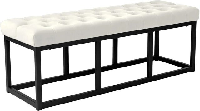 DELUKE Sitzbank MERIDA Polsterbank aus Samt in Creme, B/T/H: 120 x 37 x 42 cm - Bild 1