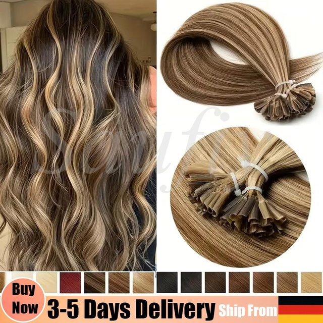 isheeny Haarverlängerungen Echthaar, Balayage Braun, Gerade, Kapseln - Bild 1
