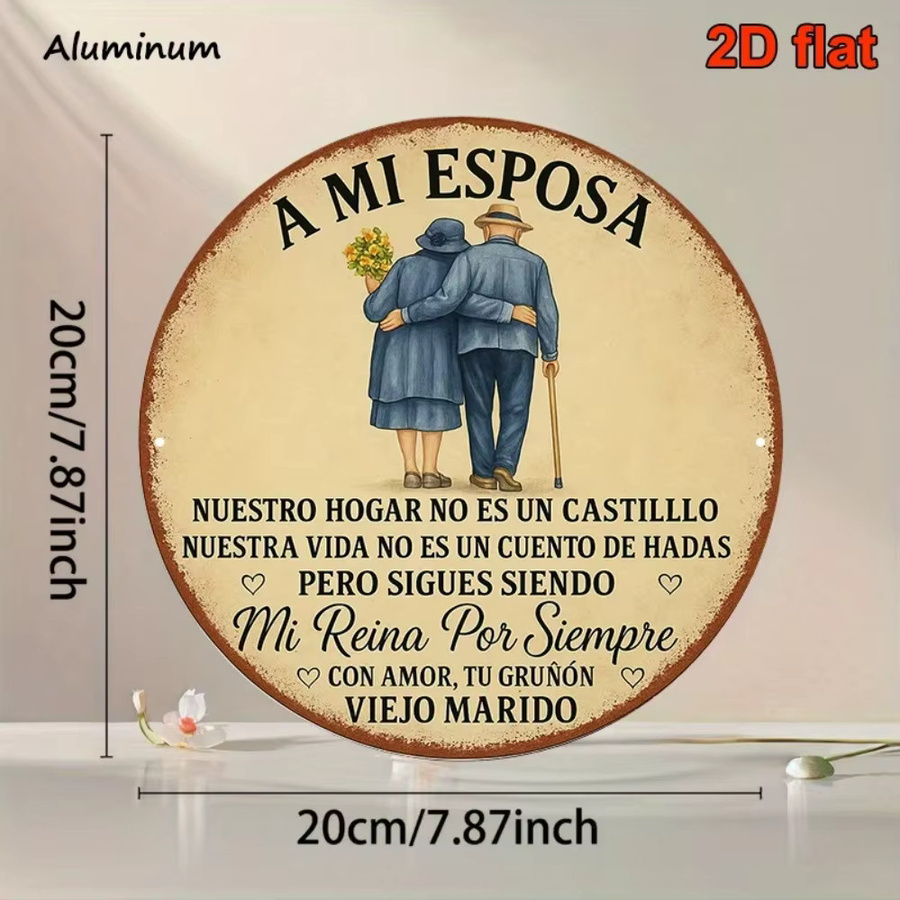 Vintage Mi Esposa Blechschild von CIFBUY, runde Wanddekoration aus Metall in Multicolour, Durchmesser: 20 cm - Bild 2