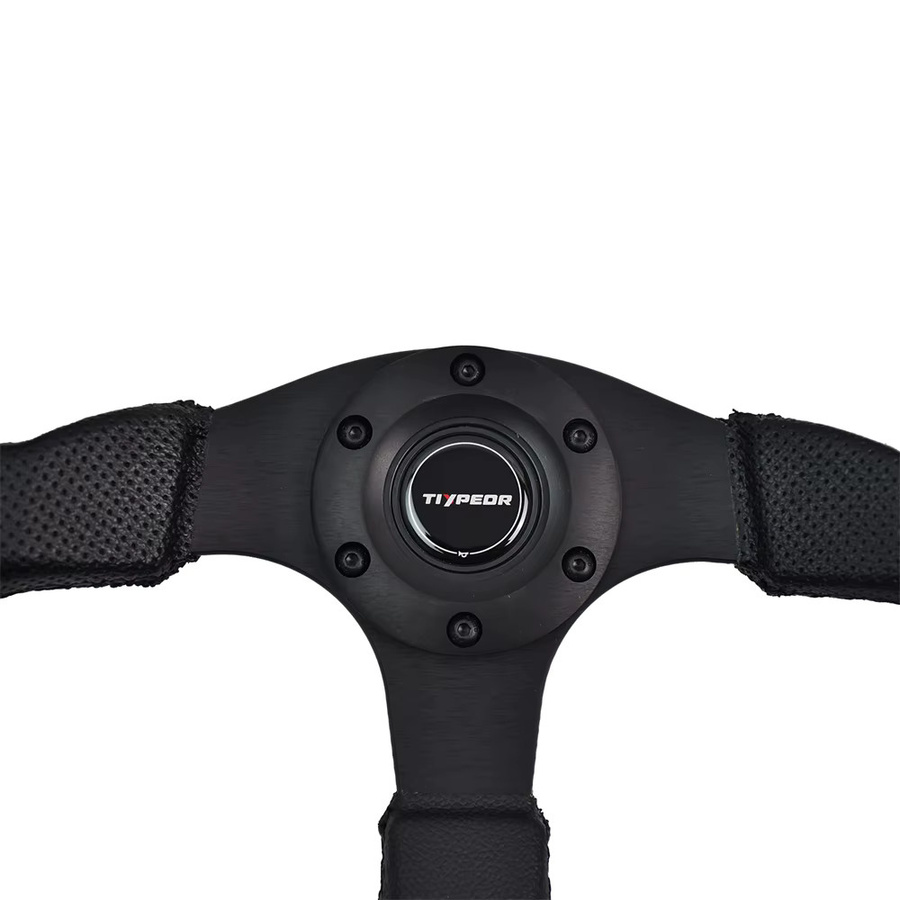TIYPEOR Klassisches Drift-Simulationslenkrad aus schwarzem PVC-Leder, Durchmesser: 330 mm, Durchmesser: 40 mm - Bild 6