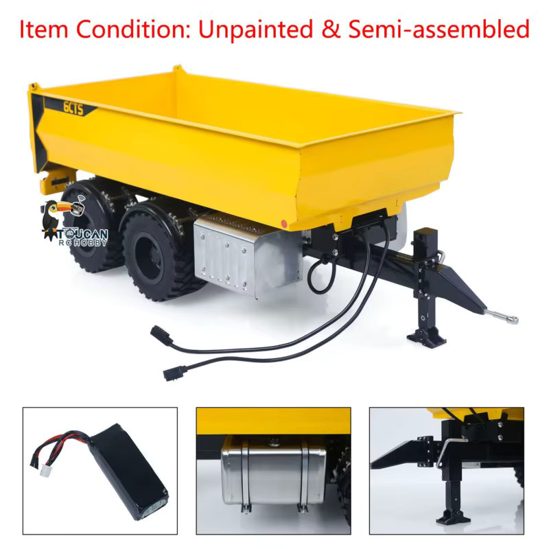 Wheelfun Dump Trailer KIT CUT Modell, 1:14, Metall, 2 Achsen, Hydraulisch - Bild 2