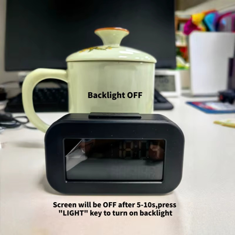 NieNie Digitaler Mini Wecker mit LED-Hintergrundbeleuchtung zur Anzeige von Temperatur und Luftfeuchtigkeit in Schwarz - Bild 4