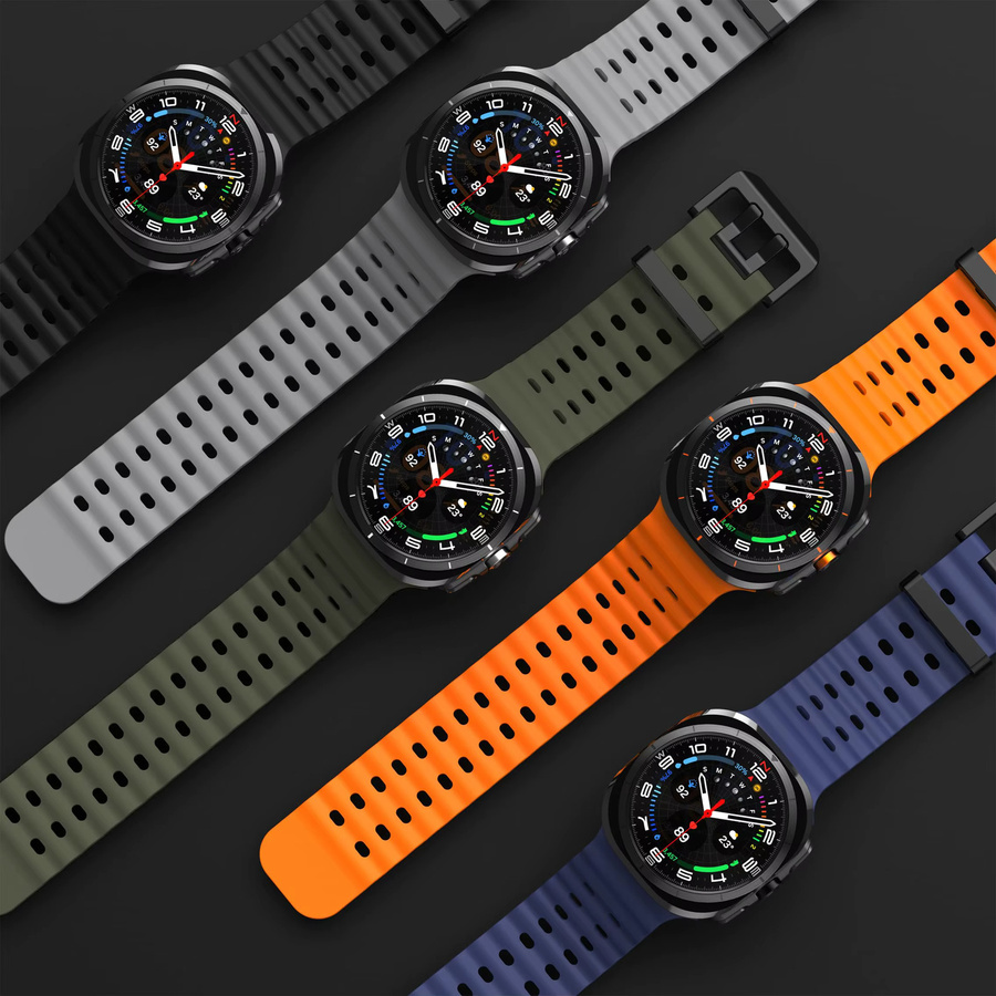 yunfook Uhrenarmband, Gummi, Silikon, Schwarz, Unisex, Samsung Galaxy Watch 7, 8, 8 Ultra - Bild 1