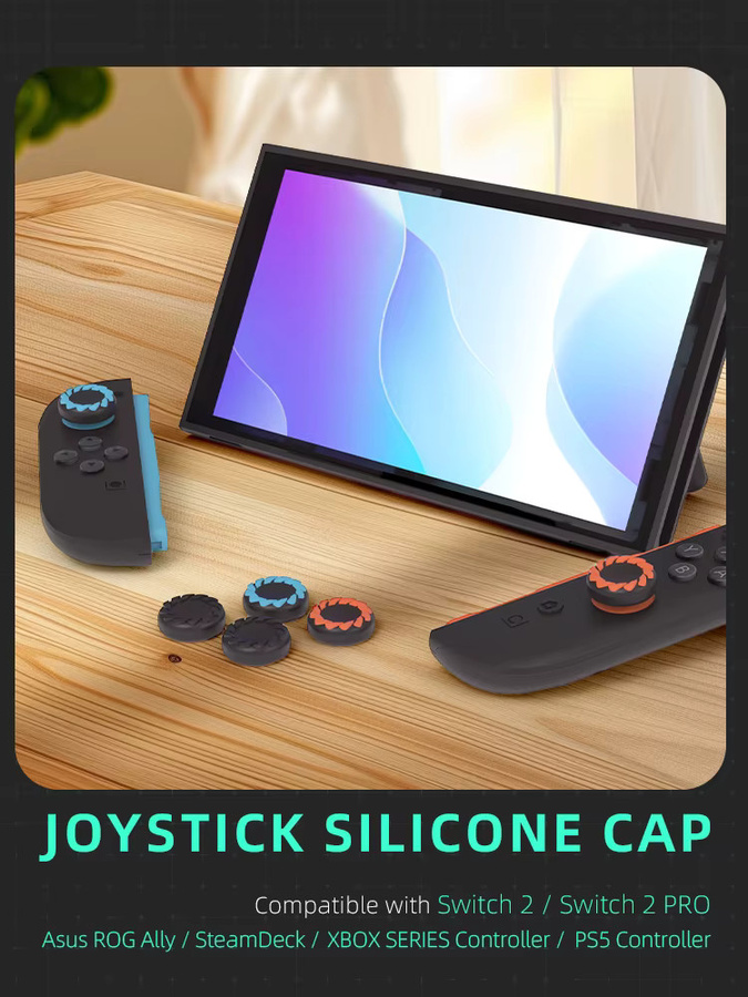 DATA FROG Silikon-Daumengriffkappen Rutschfeste Joystick-Abdeckung für Nintendo Switch, Switch OLED und Switch Lite in Multicolour - Bild 3