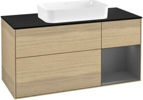 V&B Waschtischunterschrank Finion mit Wandbeleuchtung, Farbe Anthrazit und Eiche, Breite: 120 cm, Tiefe: 50,1 cm, Höhe: 50,1 cm - Bild 1