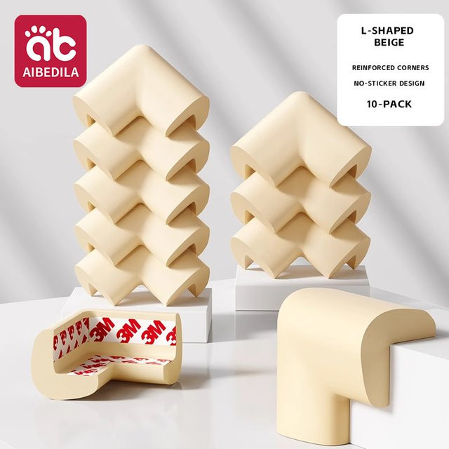 AIBEDILA Baby-Sicherheits-Eckenschützer als weiche Möbelkantenschützer im Multipack, selbstklebend, Farben: Grau und Beige - Bild 1