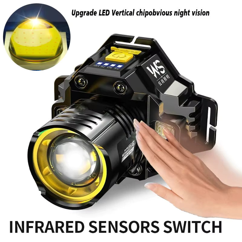Heinast LED-Stirnlampe Schwarz mit Zoomfunktion und wiederaufladbarem Akku für Outdoor und Arbeit - Bild 2