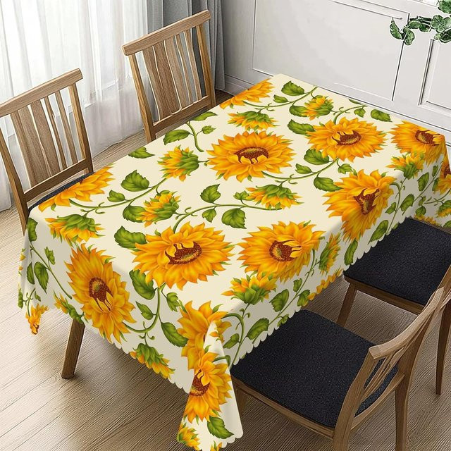 Wasserdichte Tischdecke mit Sonnenblumen-Blumenmuster von JMG Household Supplies, rechteckig, Mehrfarbig, B: 140 cm, L: 280 cm - Bild 1
