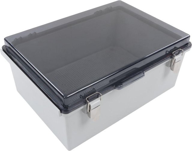 Aimo Wasserdichte elektrische Anschlussdose mit transparentem Deckel, wetterfestes Gehäuse für den Außenbereich, Grau/Transparent - Bild 1