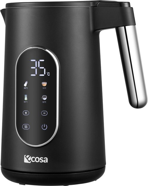 Ecosa Edelstahl Wasserkocher in Schwarz mit Temperatureinstellung und Warmhaltefunktion, 1,7 l - Bild 2