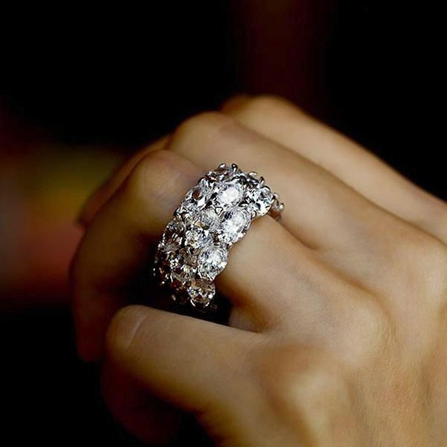 Huitan Neue Eheringe Damen, Zirkonia, Silber, Kupfer - Bild 1