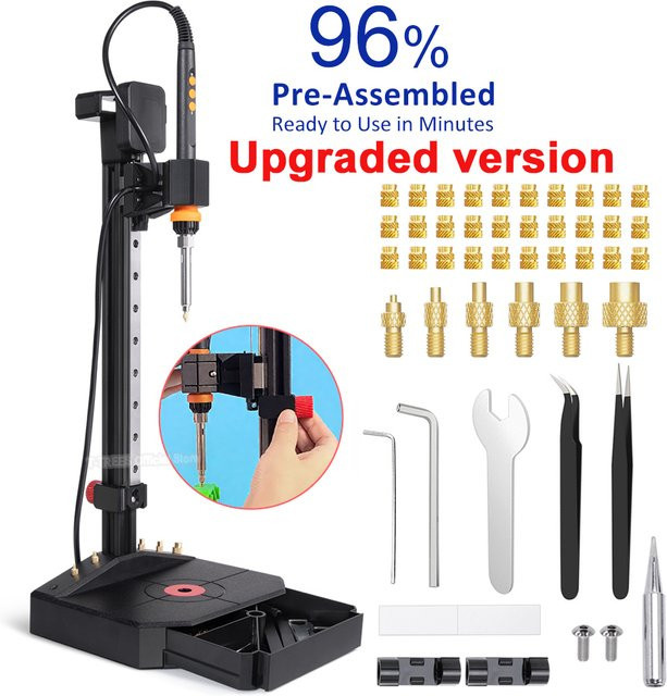 T-Trees Vertikale Thermoset-Einpresspresse mit 90W Lötkolben und Thermoset-Spitze in Schwarz für 3D-Druckerteile - Bild 1