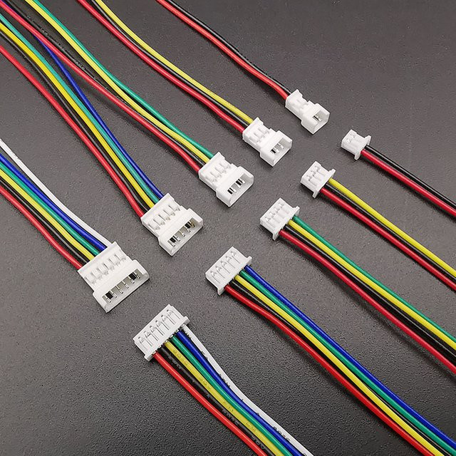 10 Paar Mini JST 1,25mm Stecker und Buchsen Set mit 28AWG Kabeln, Mehrfarbig, verschiedene Pin-Konfigurationen 2P/3/4/5/6 Pin, Kabellänge: 10 cm - Bild 1