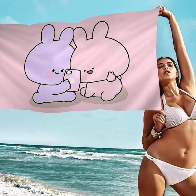 Shanika Chen Strandtuch Cartoon A-Asamimichan Bunt aus Mikrofaser schnelltrocknend und sandfrei B/H: 40 x 60 cm - Bild 1