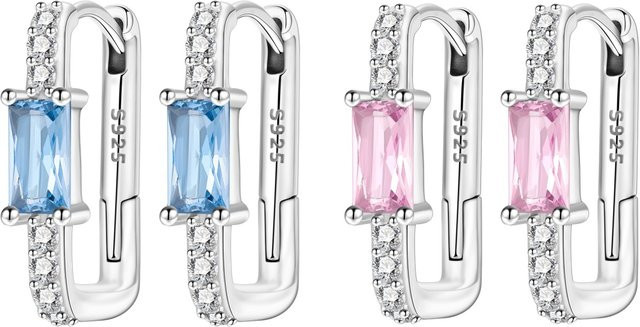 MISEFF Ohrring, 925 Silber, blau-rosa, Damen, Zirkonia - Bild 1