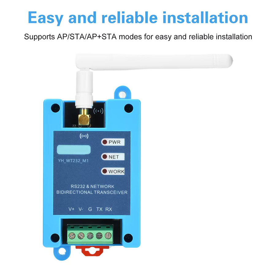 Transparentes WIFI Übertragungsmodul mit RS232 serielle Schnittstelle, 2,4 GHz Wireless Transceiver Board für TCP/UDP/HTTP/MQTT, DC 9–24 V, Blau - Bild 2