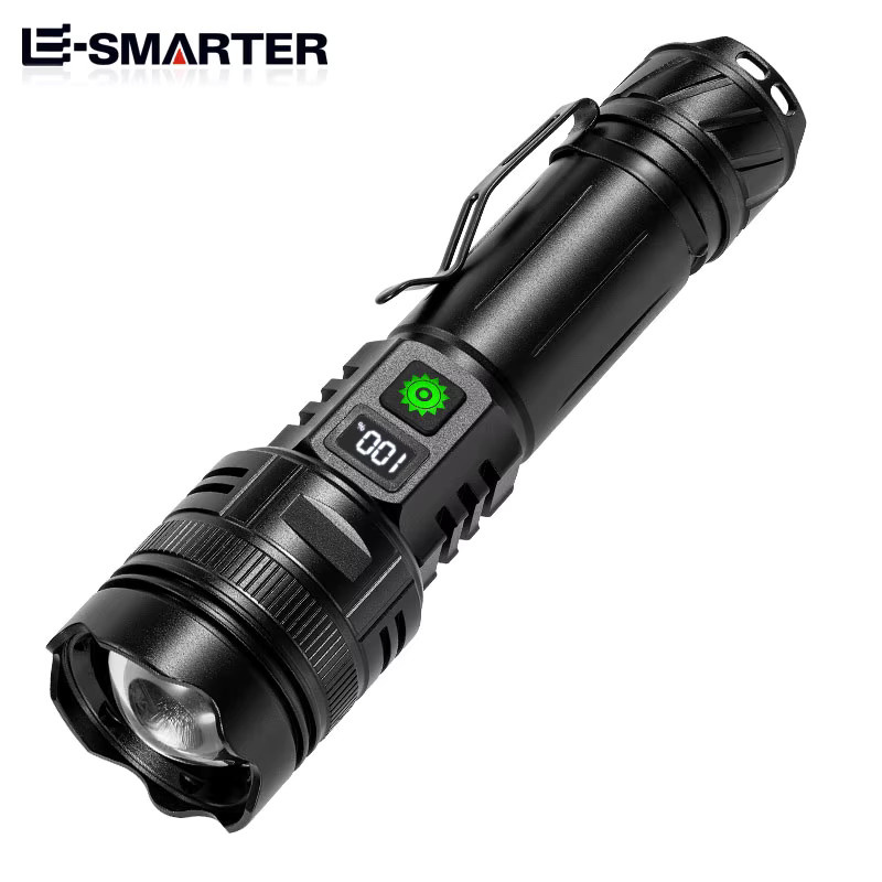 ESMARTER Taktische LED-Taschenlampe in Schwarz mit USB-C wiederaufladbarem Akku und starkem Blitzlicht - Bild 2