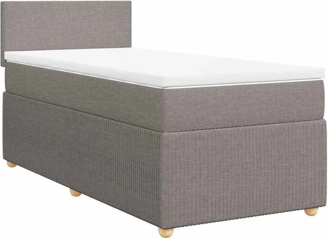 vidaXL Boxspringbett Hybrid mit Matratze und USB-Ladeport, Farbe Taupe, B/T: 90 x 200 cm - Bild 1