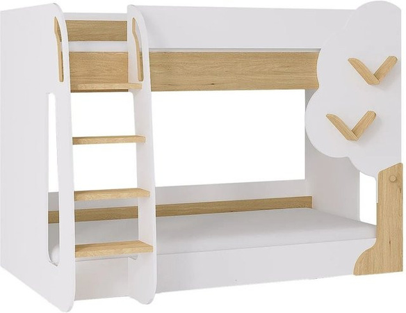 Pilati Etagenbett für Kinder aus Massivholz in Naturfarben Hell und Weiß, B/T: 90 x 190 cm