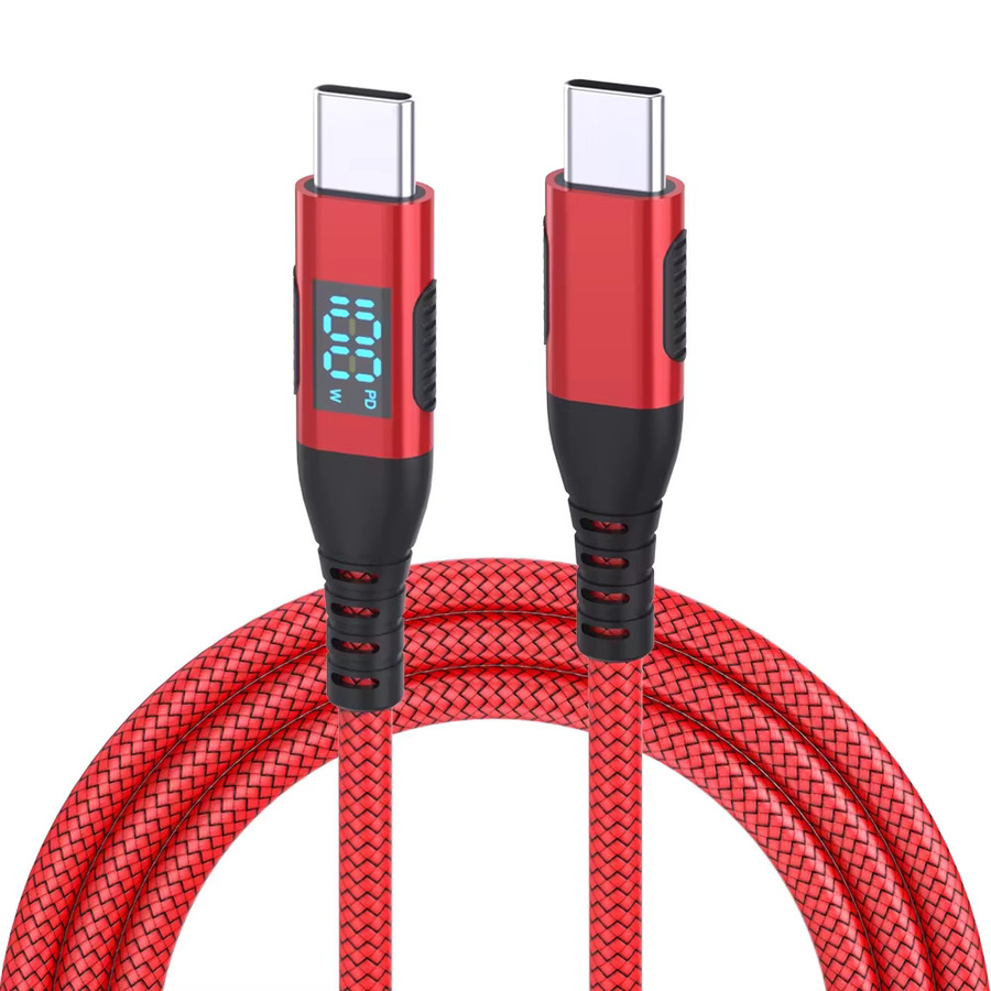 LAIHONEN USB-C zu USB-C Datenkabel mit 100W Schnellladung und LED-Dynamischer Anzeige in Rot - Bild 7
