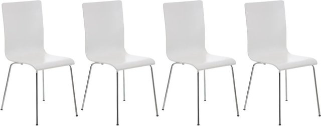 4er Set DELUKE Besucherstühle TUNIS in Weiß, moderne Konferenzstühle und Bürostühle aus Holz und Metall, B/T/H: 43 x 47 x 87 cm - Bild 1