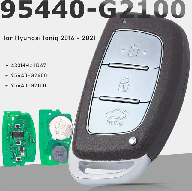 KEYECU Smart Remote Key Fob ID47 für Hyundai Ioniq, 433 MHz FSK, Schwarz - Bild 1