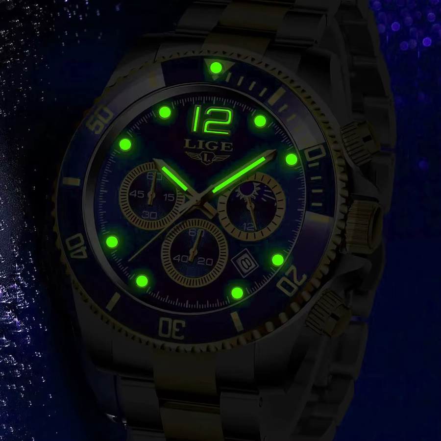 Lige Armbanduhr Edelstahl, Quarz, Blau, Herren - Bild 5