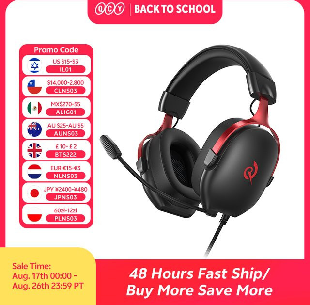 QCY VN200 Pro Kabelgebundenes Gaming-Headset in Schwarz mit 7.1-Surround-Sound, 40-mm-Treibern und Mikrofon, Over-Ear-Kopfhörer für PC und PlayStation - Bild 1