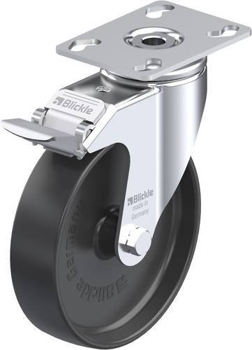 Blickle Lenkrolle LKPA-POA 125G-FI mit Feststeller in Schwarz und Silber, Rad-Durchmesser: 125 mm, Tragfähigkeit: 120 kg - Bild 1