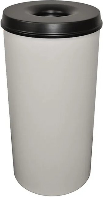 PROREGAL Selbstlöschender Papierkorb und Abfallsammler aus Metall, 50 Liter, Grau und Schwarz, H: 63 cm, Ø: 33,5 cm - Bild 1