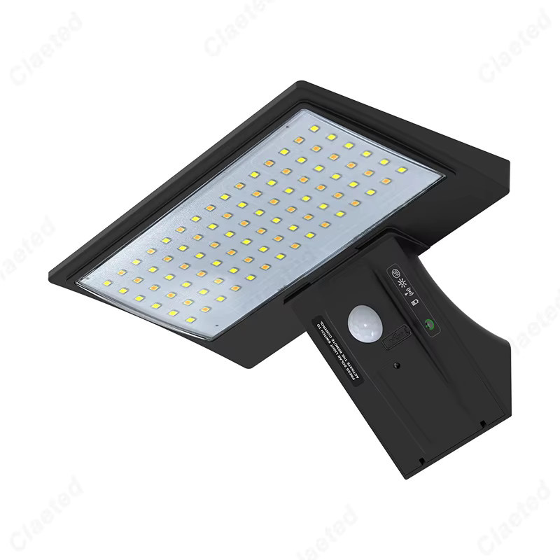Claeted LED Solar Wandlampe mit Bewegungssensor, wasserdichte Außenleuchte für Garten und Hof in Schwarz mit kühlem Weißlicht - Bild 5