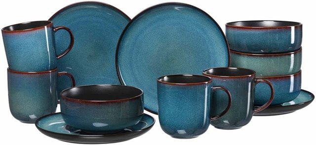Ritzenhoff & Breker Frühstücks-Set Bali 12-teilig in Blue und Black aus Keramik, Glas und Steinzeug - Bild 1