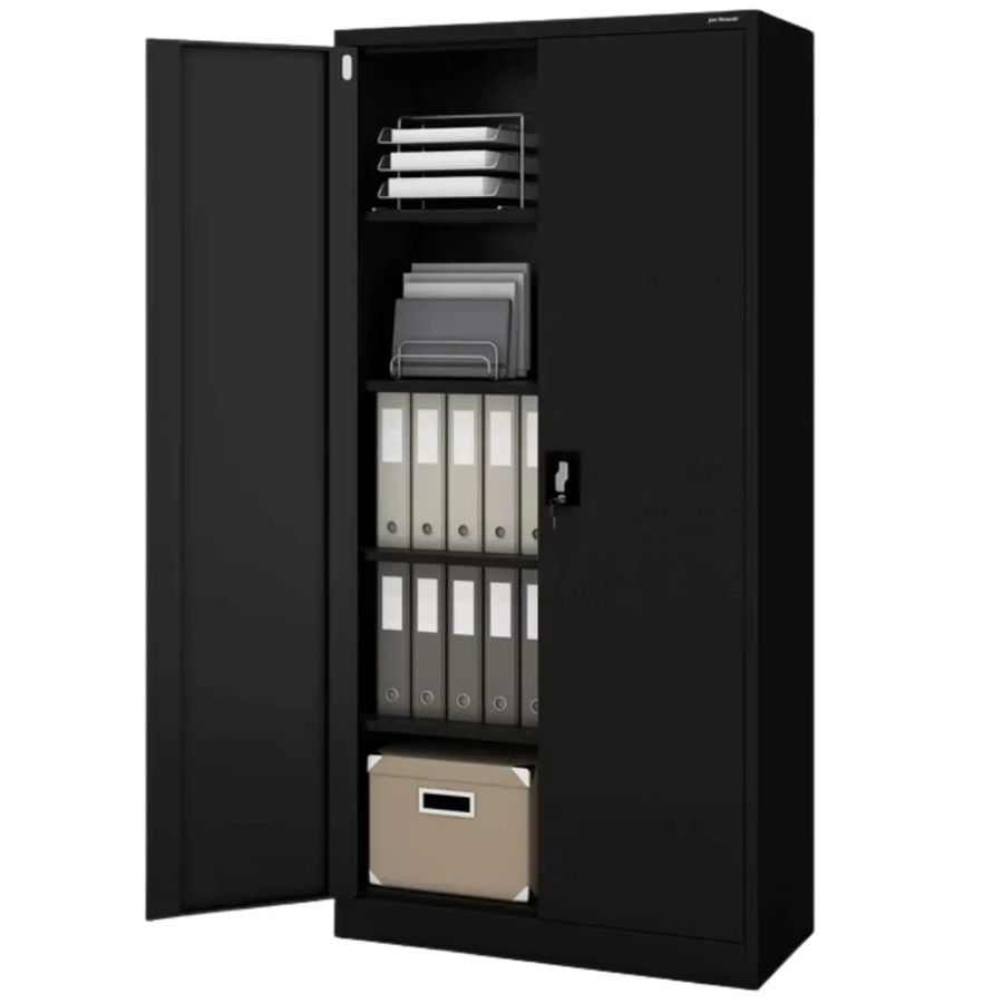 JAN NOWAK Aktenschrank aus Metall mit Flügeltüren und Schloss, Schwarz, H x B x T: 195 x 90 x 40 cm - Bild 2