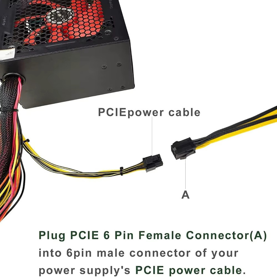 Ninth World 6er Set PCI-E 6pin auf Dual 8pin 6+2 Y-Splitter Adapter Kabel für Grafikkarte in Schwarz - Bild 4