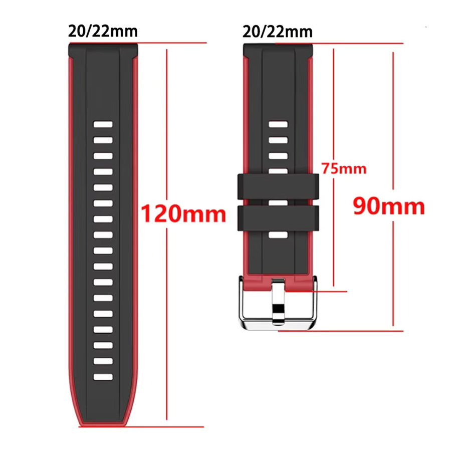 Huami Uhrenarmband Silikon, Schwarz, 20mm/22mm - Bild 4