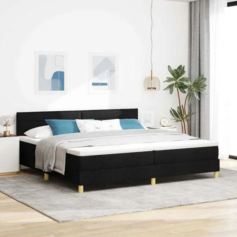 vidaXL Boxspringbett mit Matratze in Schwarz aus Stoff und Holzwerkstoff, B/T: 200 x 200 cm - Bild 1