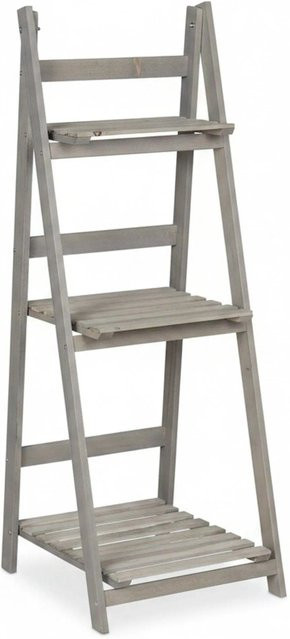 Klappbare Blumentreppe aus Tannenholz von Relaxdays in Grau, Höhe: 108 cm, Breite: 41 cm, Tiefe: 40 cm - Bild 1